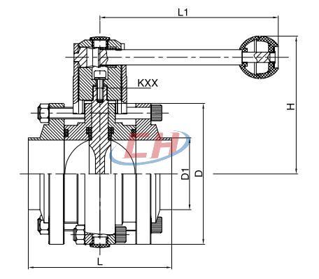 衛(wèi)生級焊接蝶閥結構圖