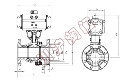 氣動(dòng)法蘭球閥 結(jié)構(gòu)圖